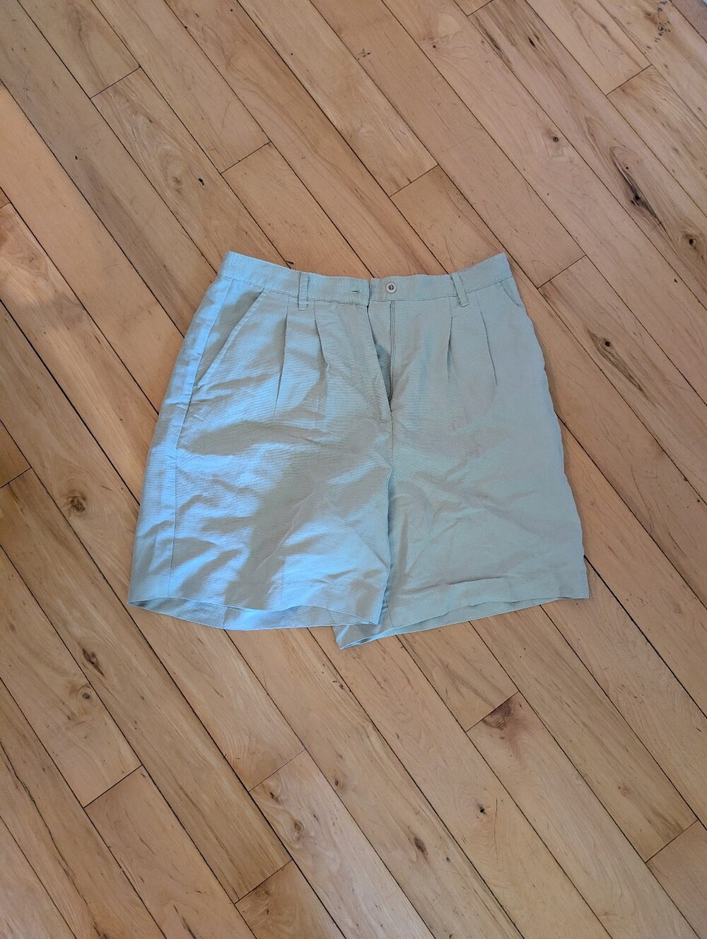Light Mint Green Vintage Women's Pleated Shorts